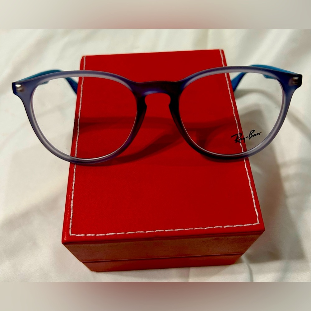 New Ray-Ban Frames Round Acetate RX Light Eyeglasses Blue Rb 7046 5484 51 18 140